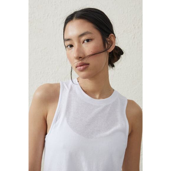 Cotton On Body Womens Muscle Tank Top Small White Active Curve Hem Athletic NWT - Picture 2 of 11